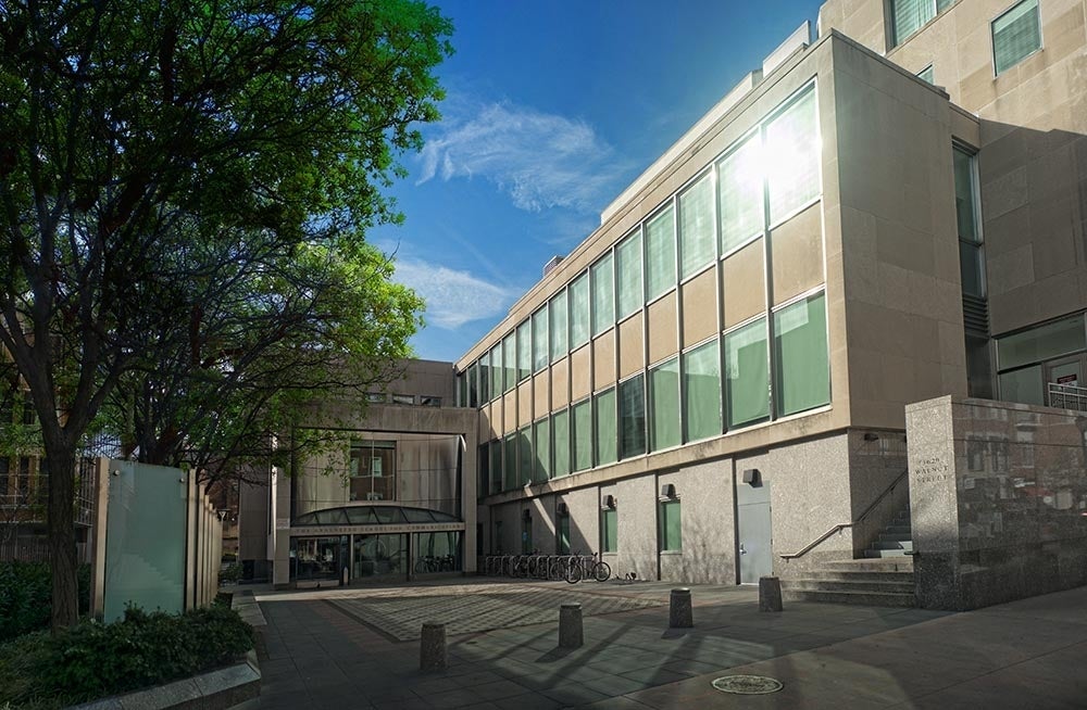 Entrance to the Annenberg School for Communication viewed from Walnut Street