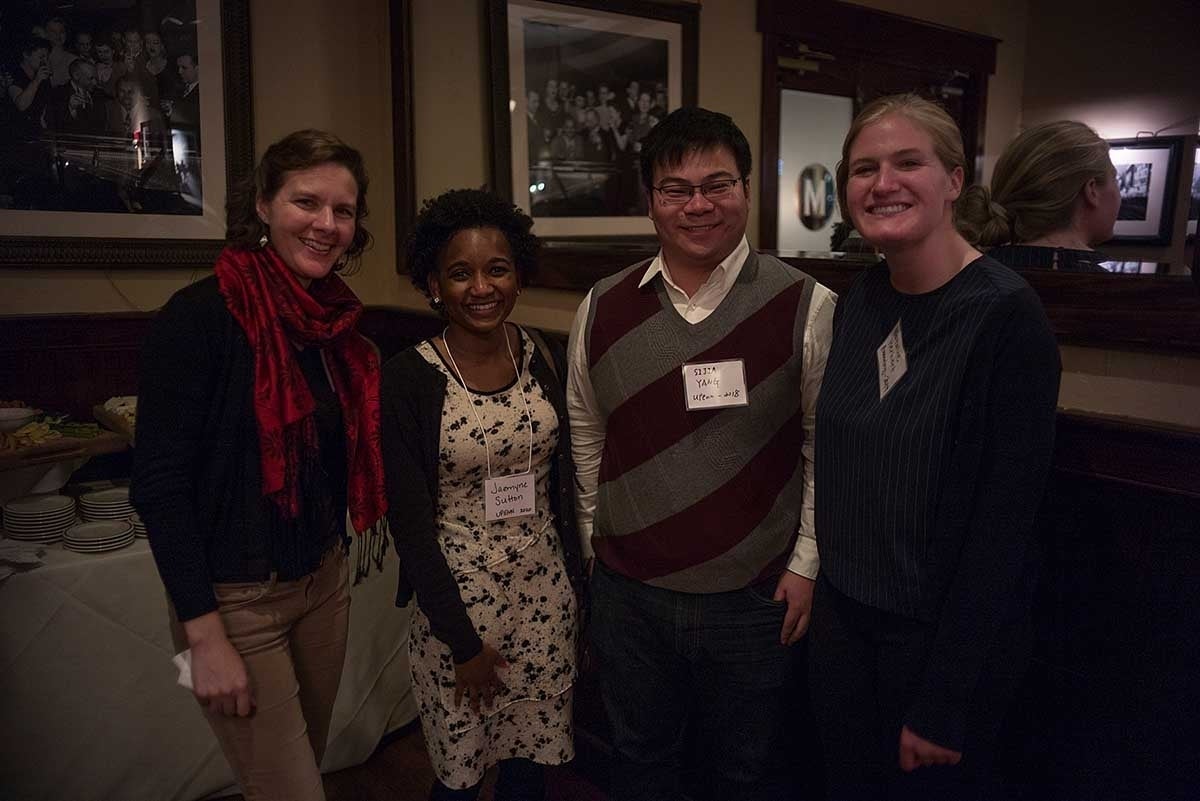 From left to right, Laura Gibson, Jazmyne Sutton, Sijia Yang, and Natalie Herbert smile and pose together for the picture.