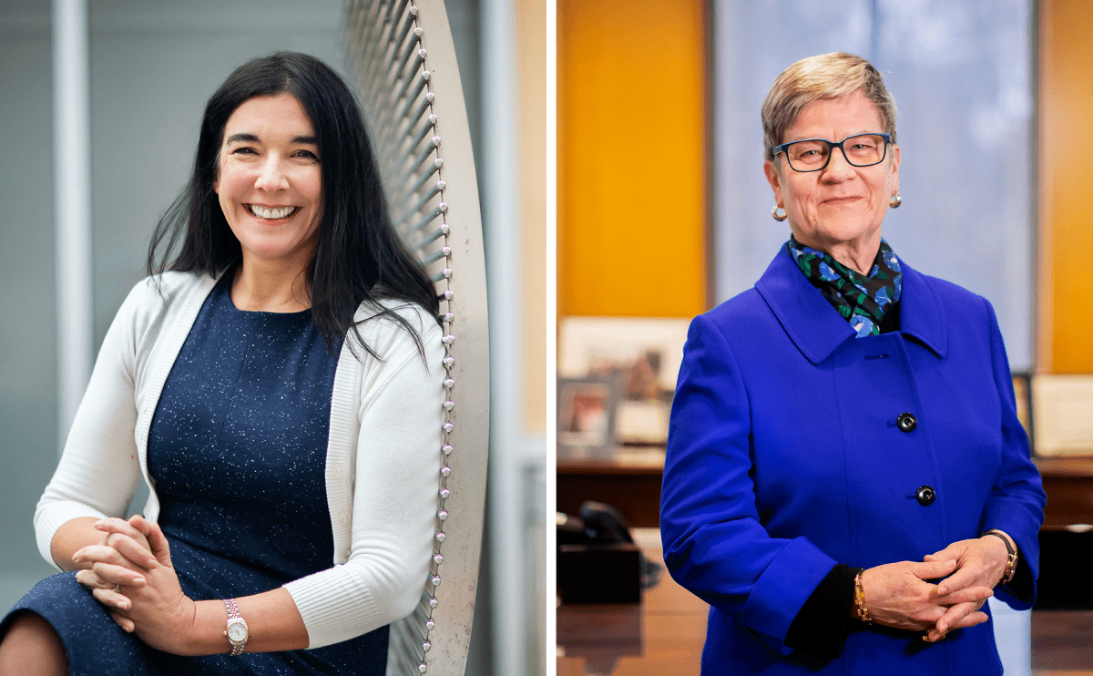 Dolores Albaraccín pictured left, Kathleen Hall Jamieson pictured right