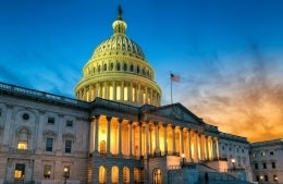 The United States Capitol building at sunset, Washington DC, USA