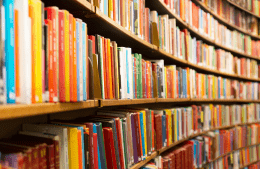 Library with many shelves and books