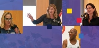 Various speakers at the podium during a symposium