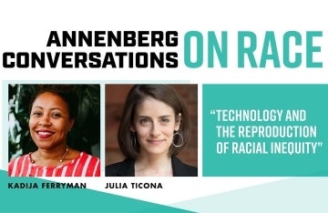 Flyer for Annenberg Conversations on Race with portraits of speakers