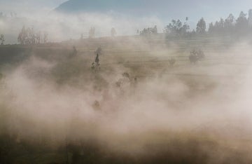 Photo of a landscape covered in dust