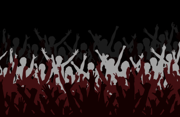 Graphic of fans cheering at a live music concert.