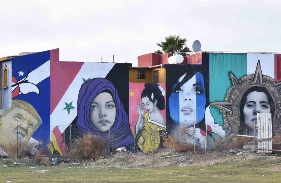 Photo of political-inspired graffiti at the US-Mexico border