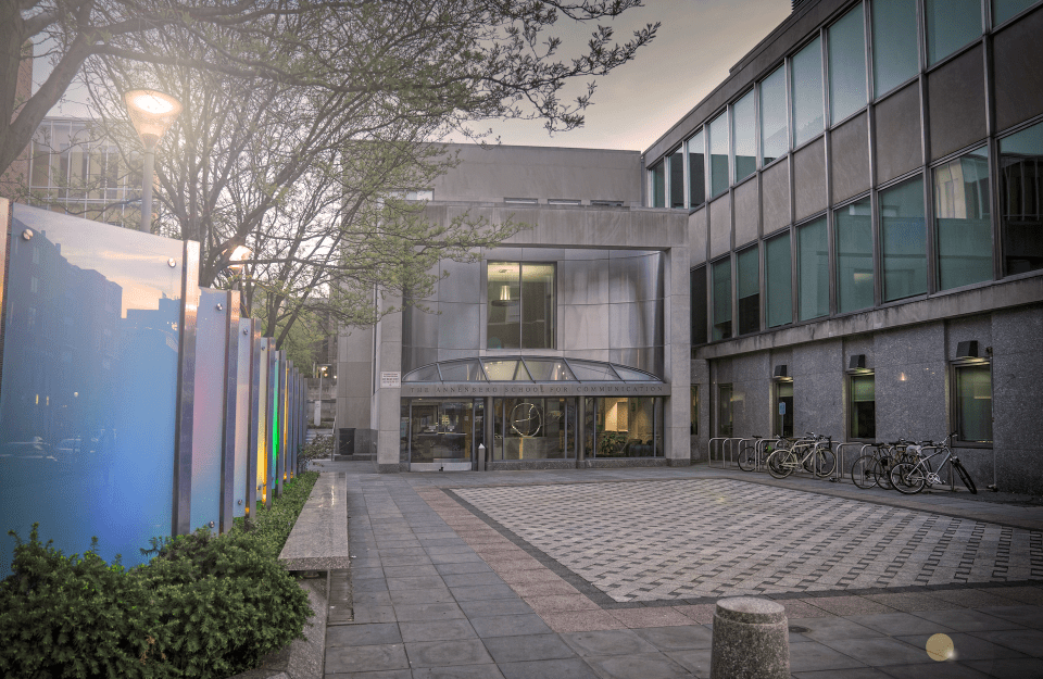 The Annenberg School at 3620 Walnut Street at dusk