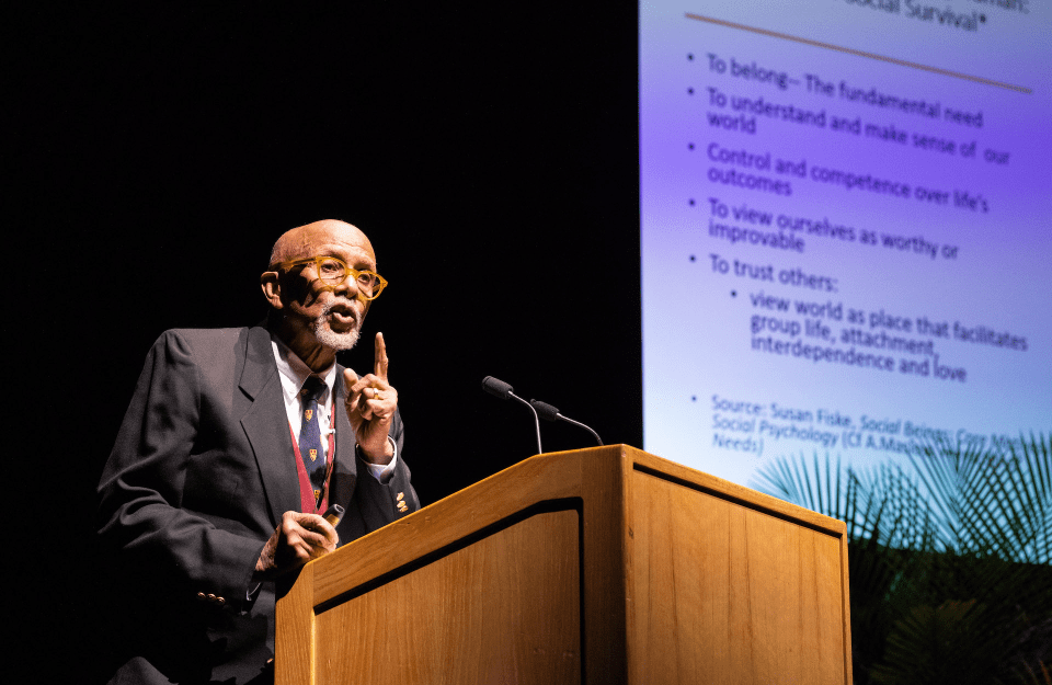 Orlando Patterson speaks from a lectern