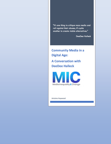 Publication Cover for "Community Media in a Digital Age: A Conversation with DeeDee Halleck"