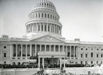 Image of the United States Capitol during John F. Kennedy's inauguration in 1961
